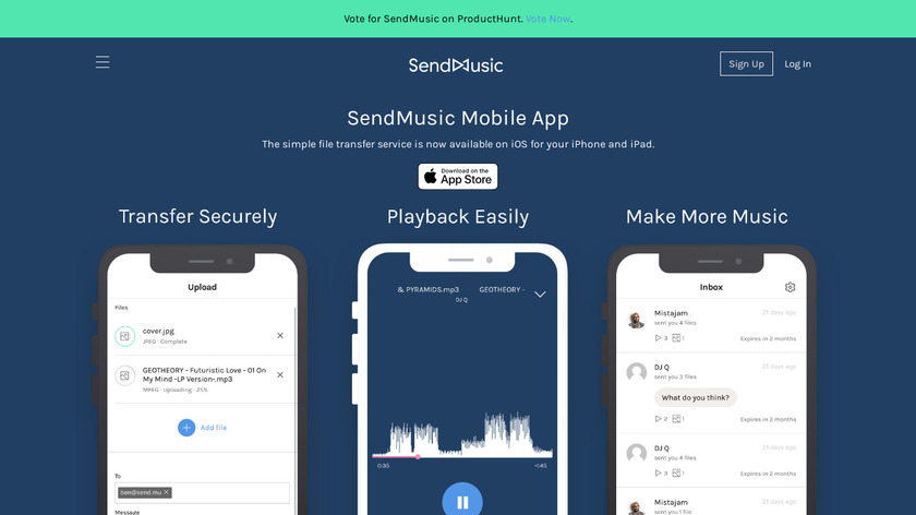 SendMusic for iOS Landing Page