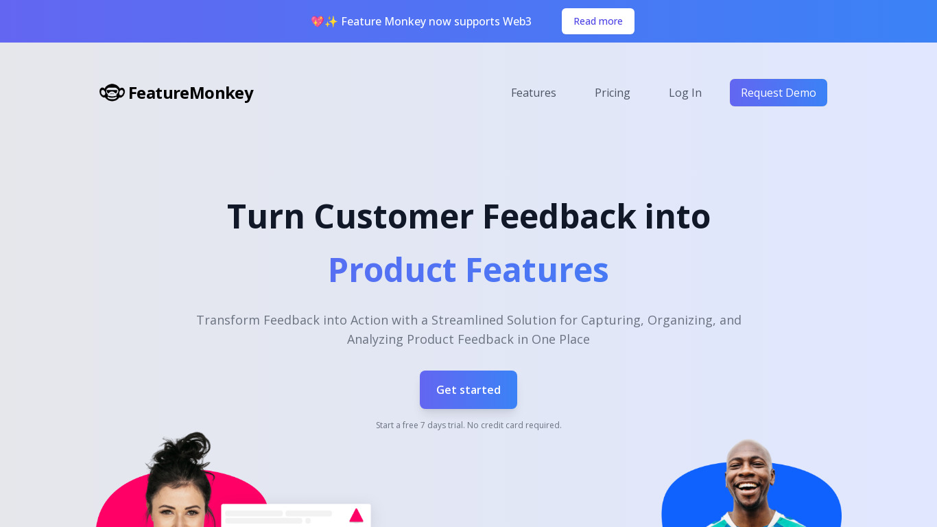 Feature Monkey Landing page