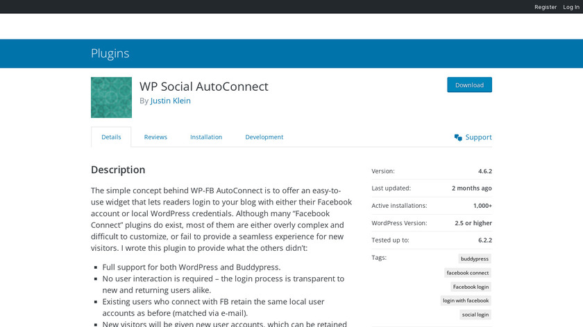 WP-FB-AutoConnect Landing Page