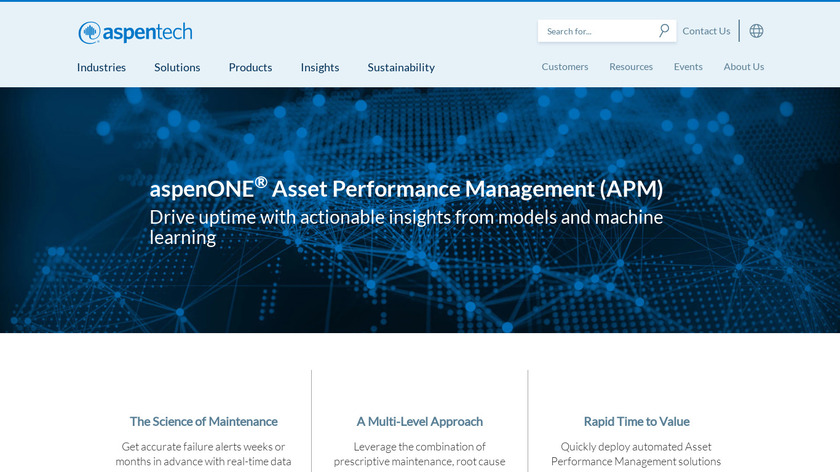 aspenONE Asset Performance Management (APM) Landing Page