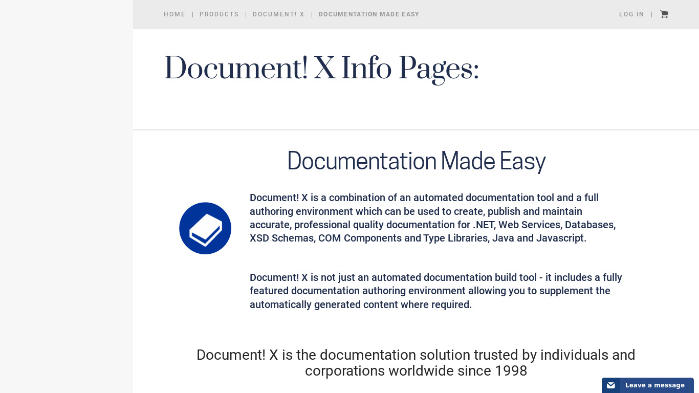 Document! X Landing page