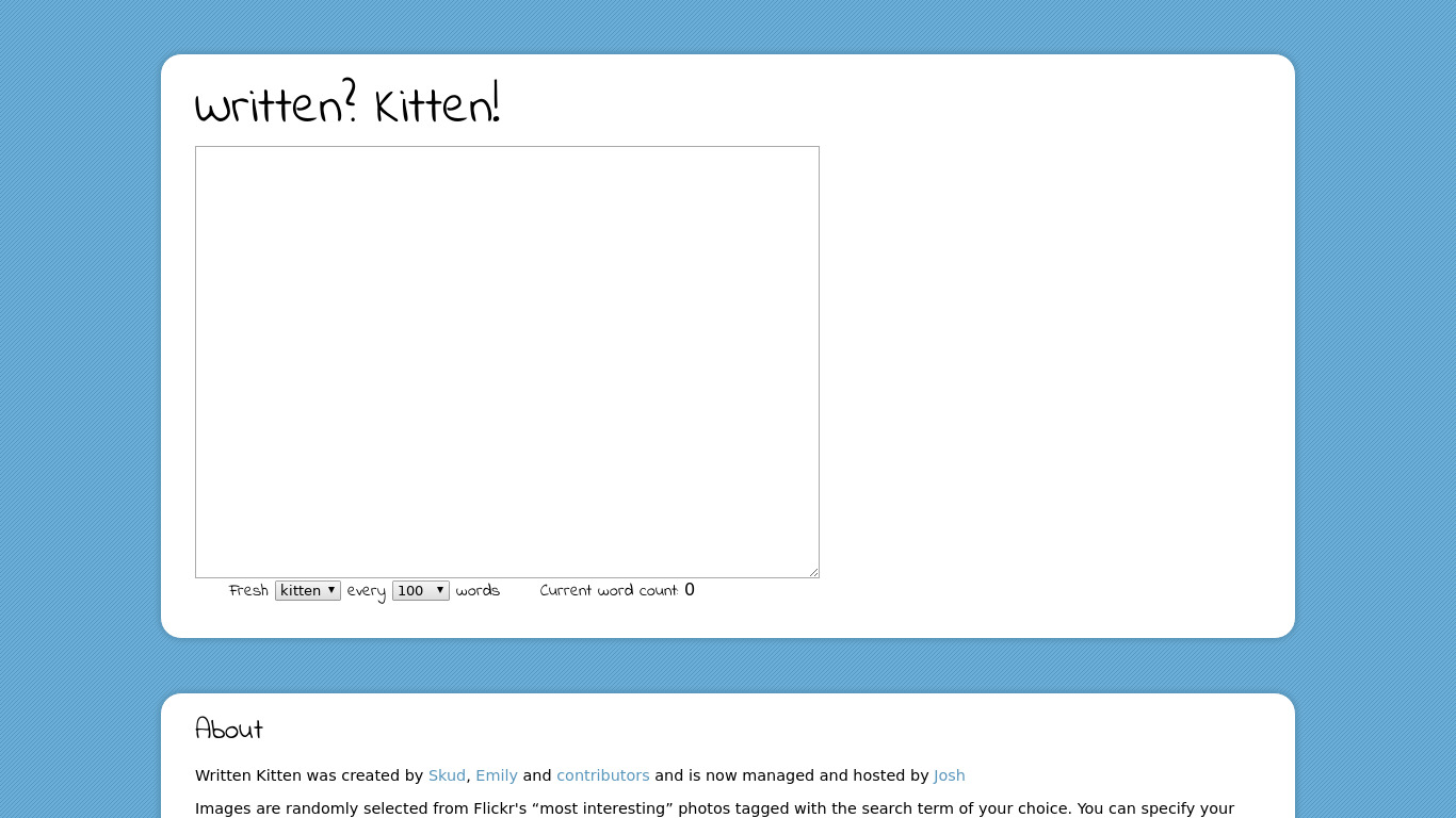 Written? Kitten! Landing page