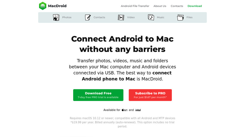 MacDroid.app Landing Page