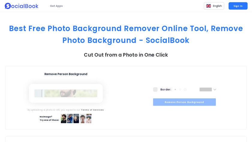 SocialBook Background Remover Landing Page
