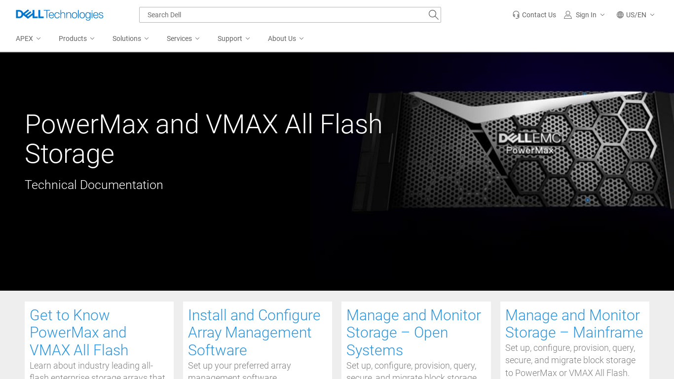 Dell EMC VMax Landing page