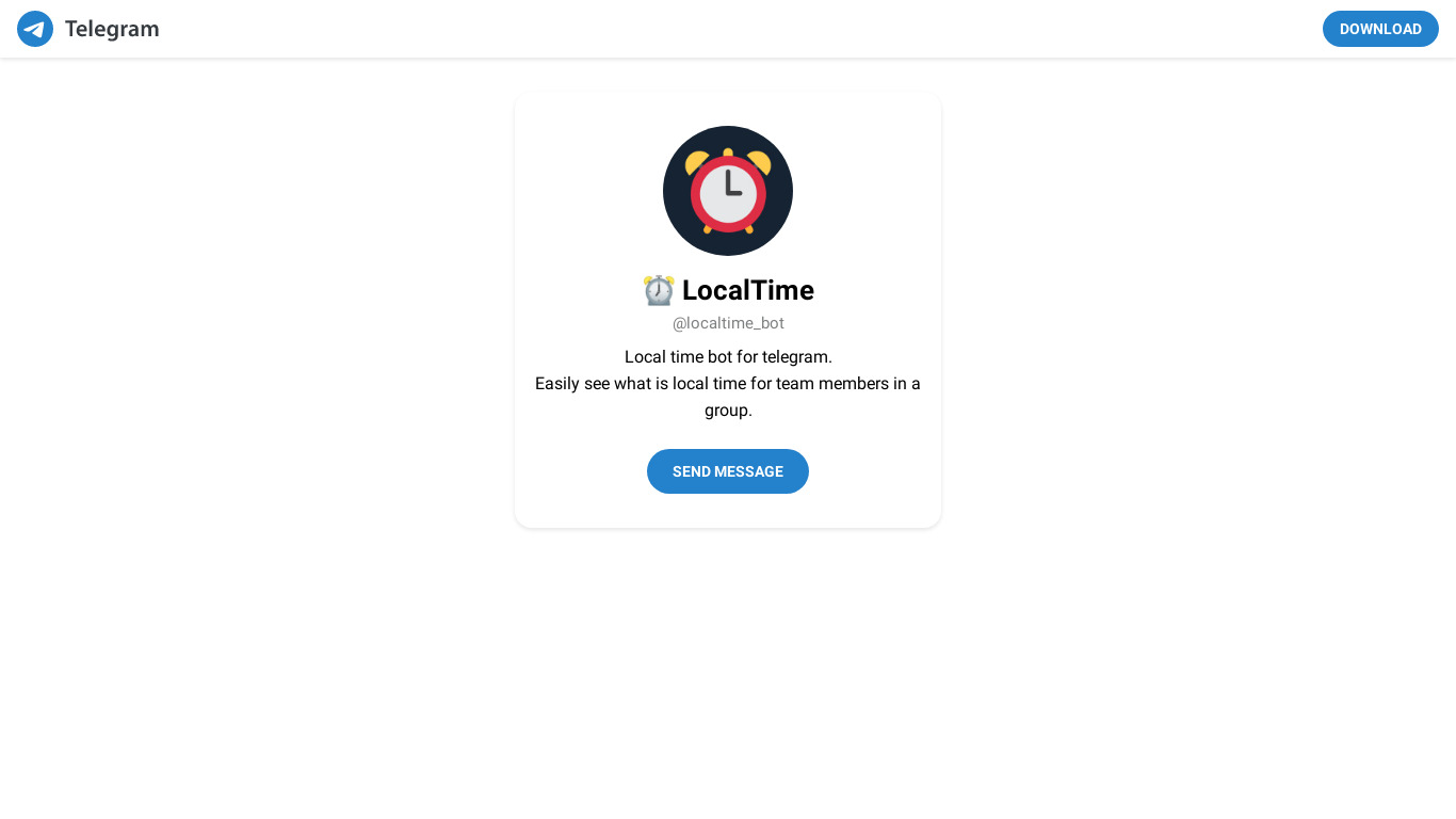 Local Time bot for telegram Landing page
