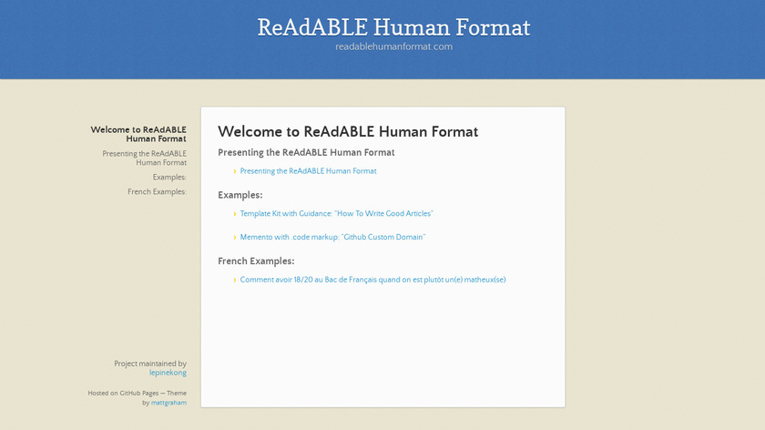 ReAdABLE Human Format Landing Page