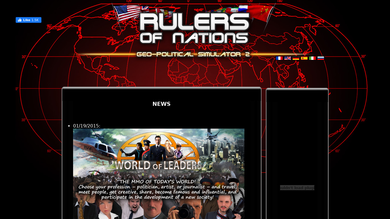 Rulers of Nations Landing page