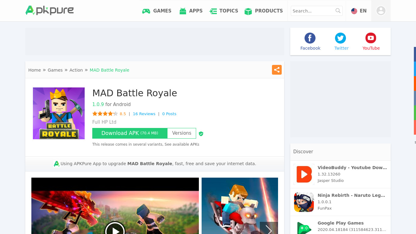 MAD Battle Royale Landing page