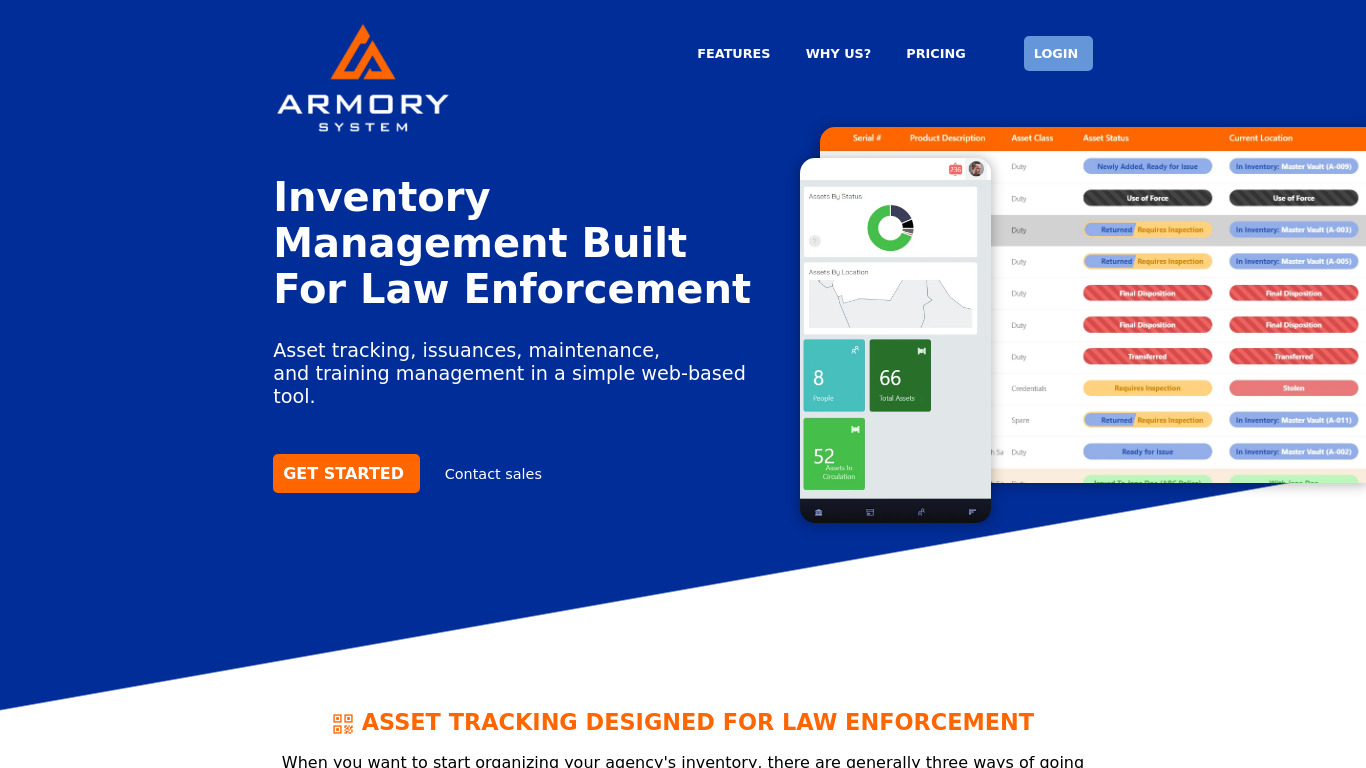 Armory System Landing page