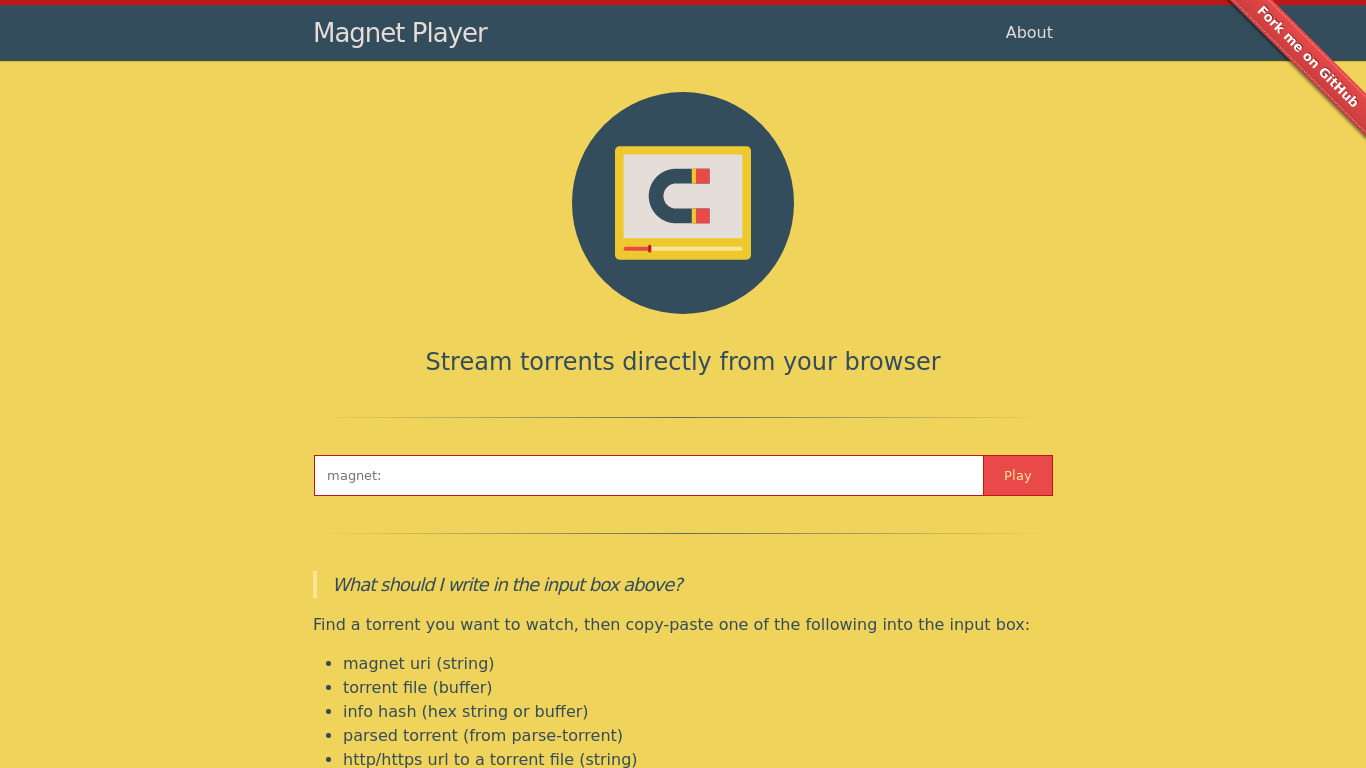 Magnet Player Landing page