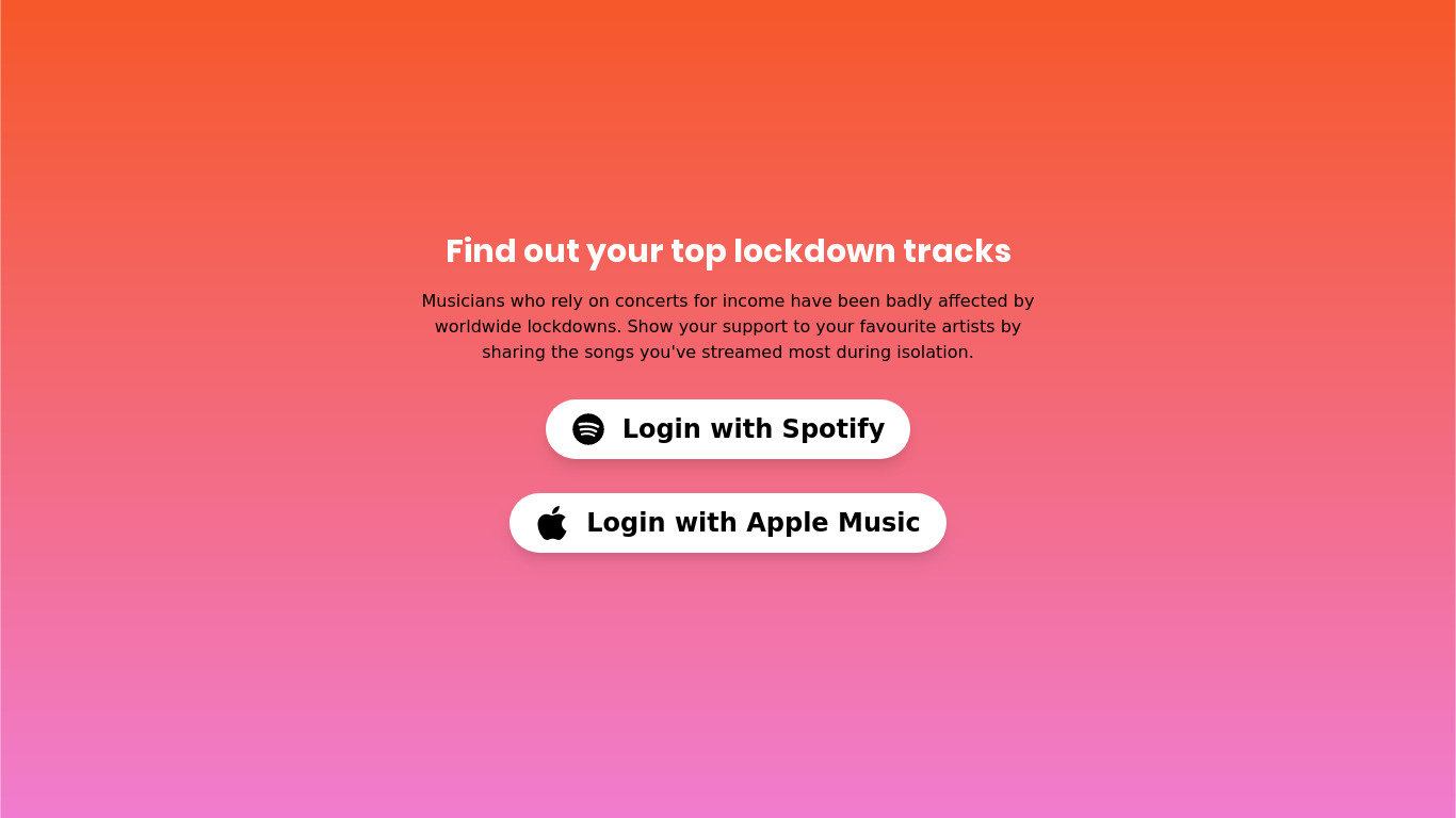 Your Top Lockdown Songs Landing page