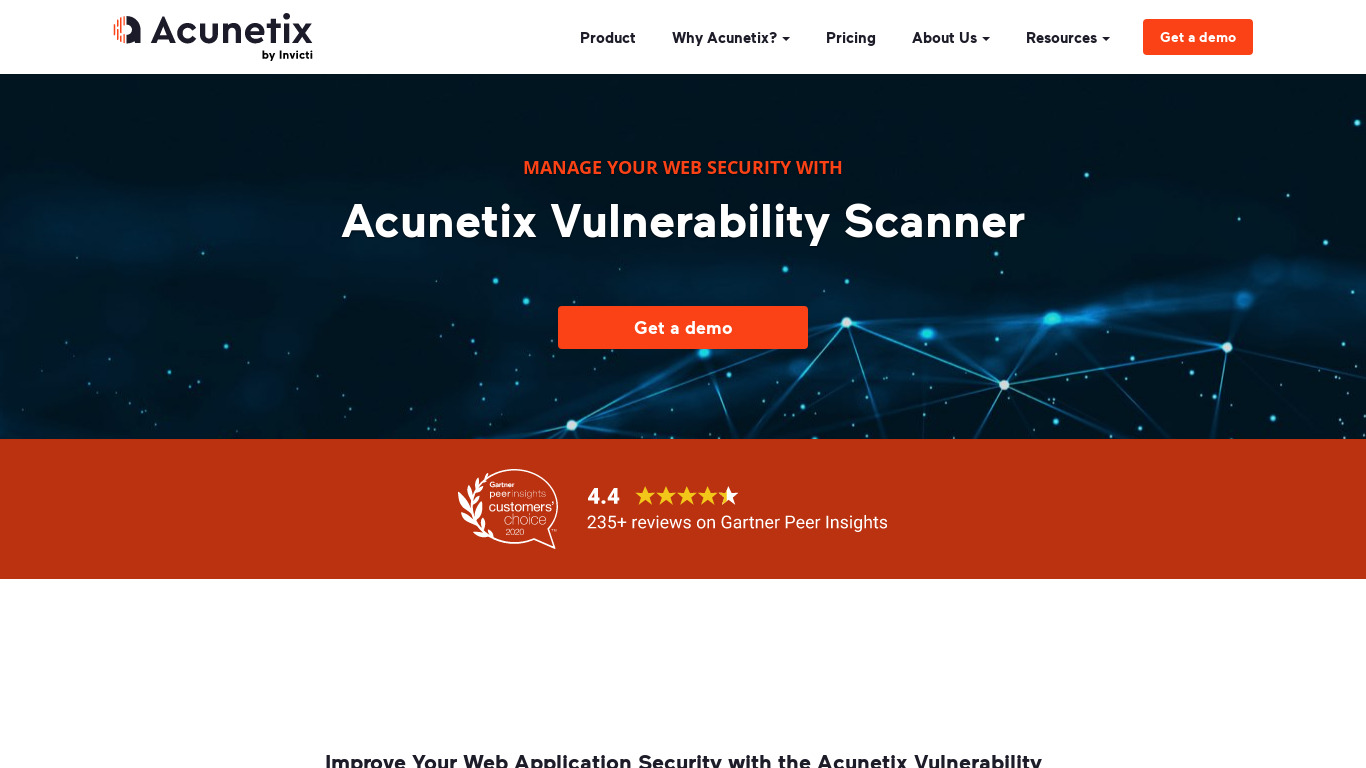 Acunetix Vulnerability Scanner Landing page