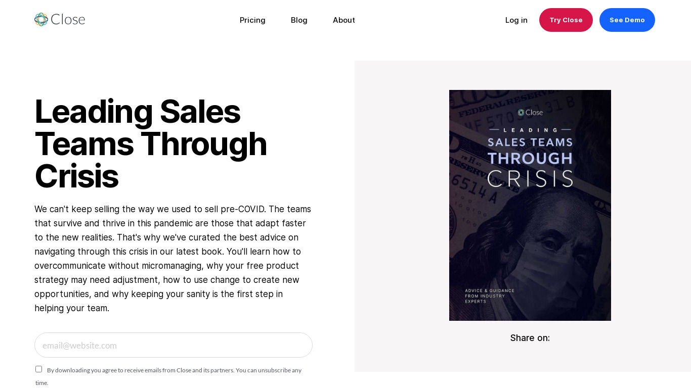 Leading Sales Teams Through Crisis Landing page