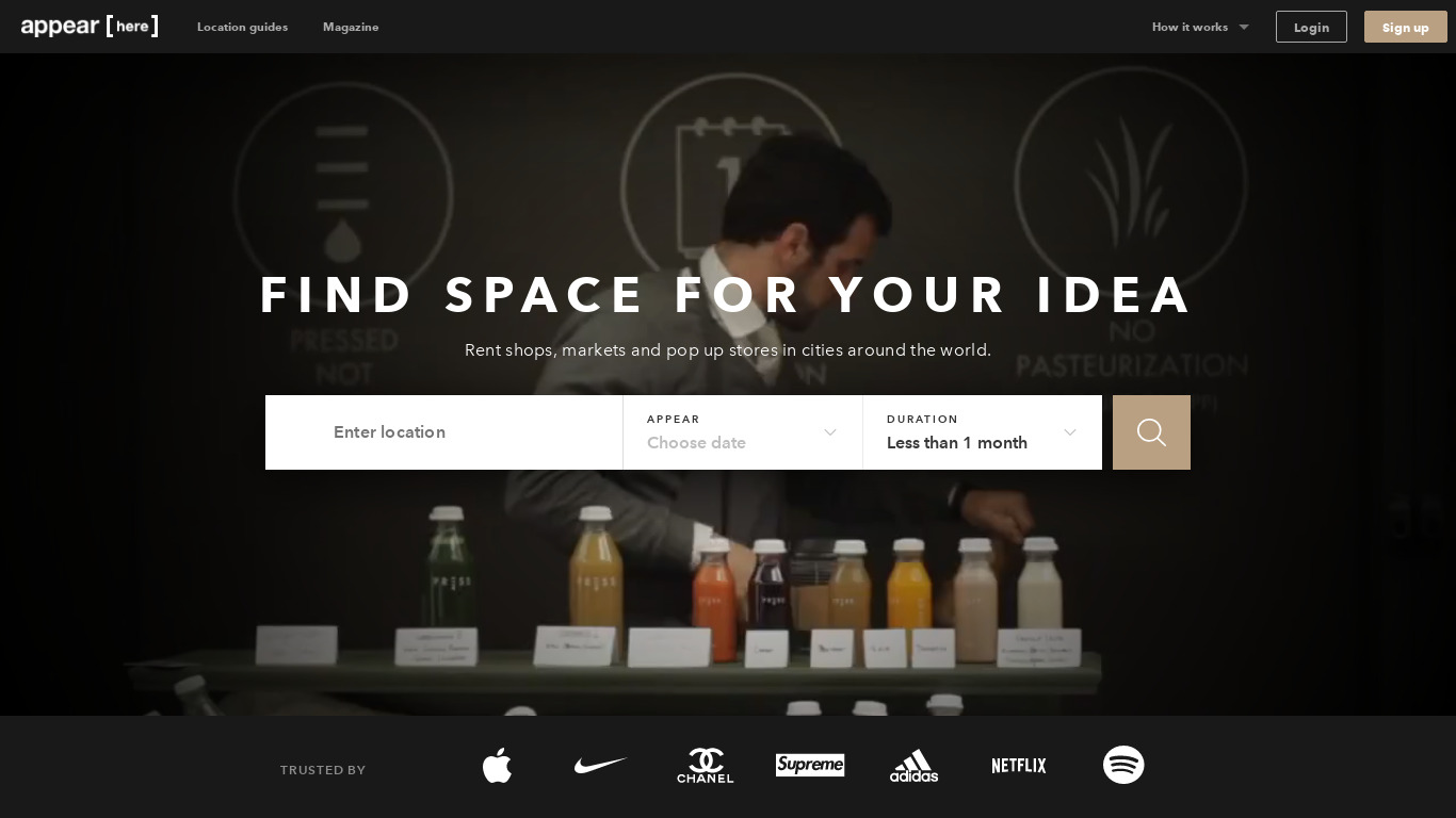AppearHere Landing page
