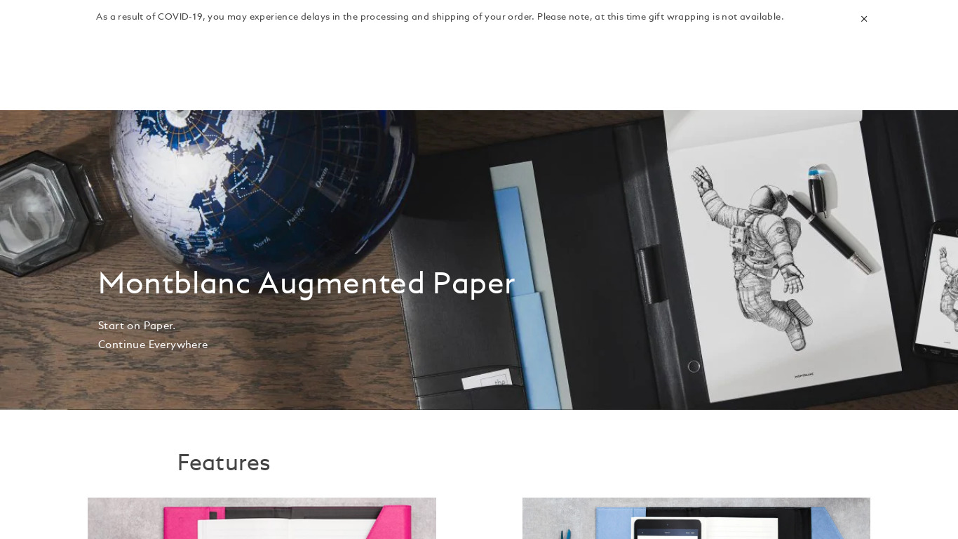 Mont Blanc Augmented Paper Landing page