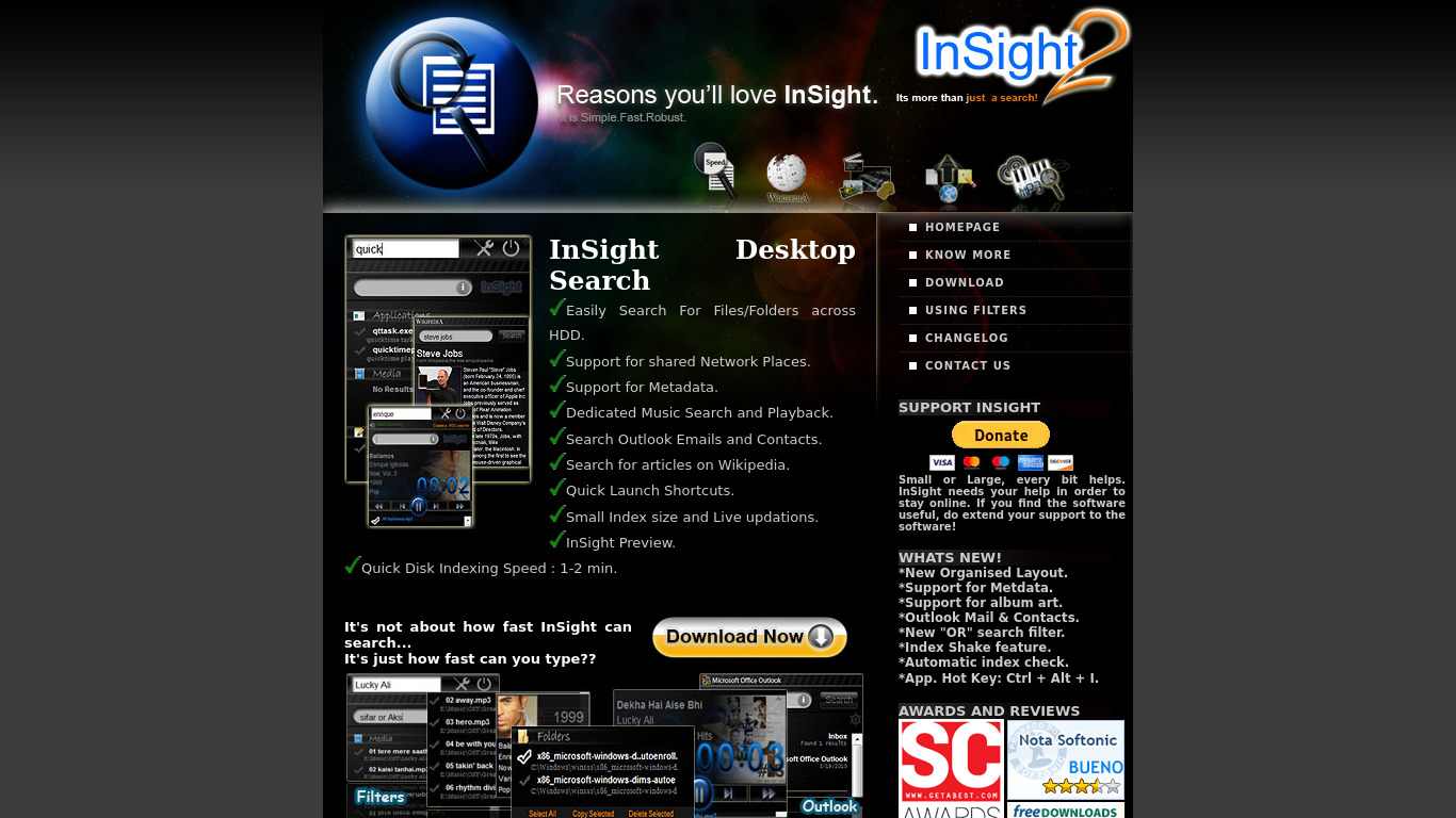 InSight Desktop Search Landing page