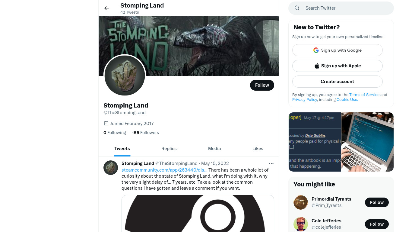 The Stomping Land Landing page
