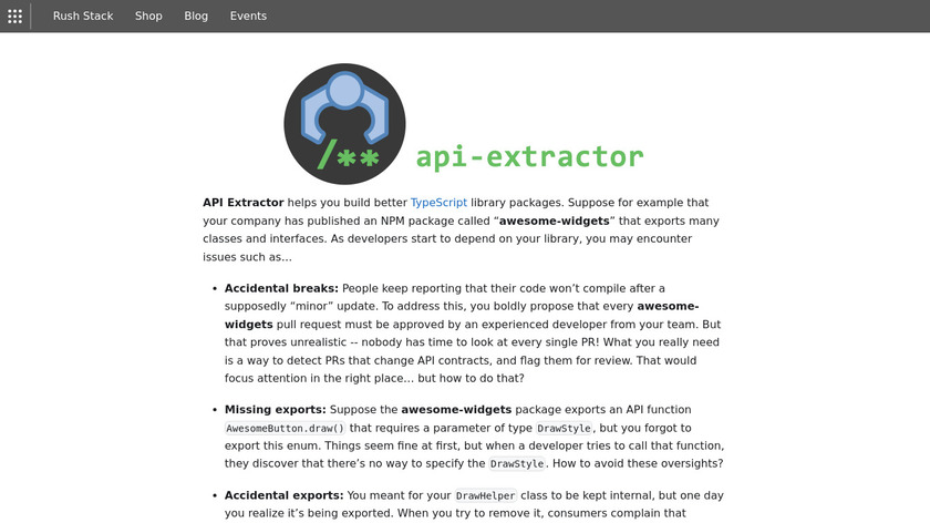 API Extractor Landing Page