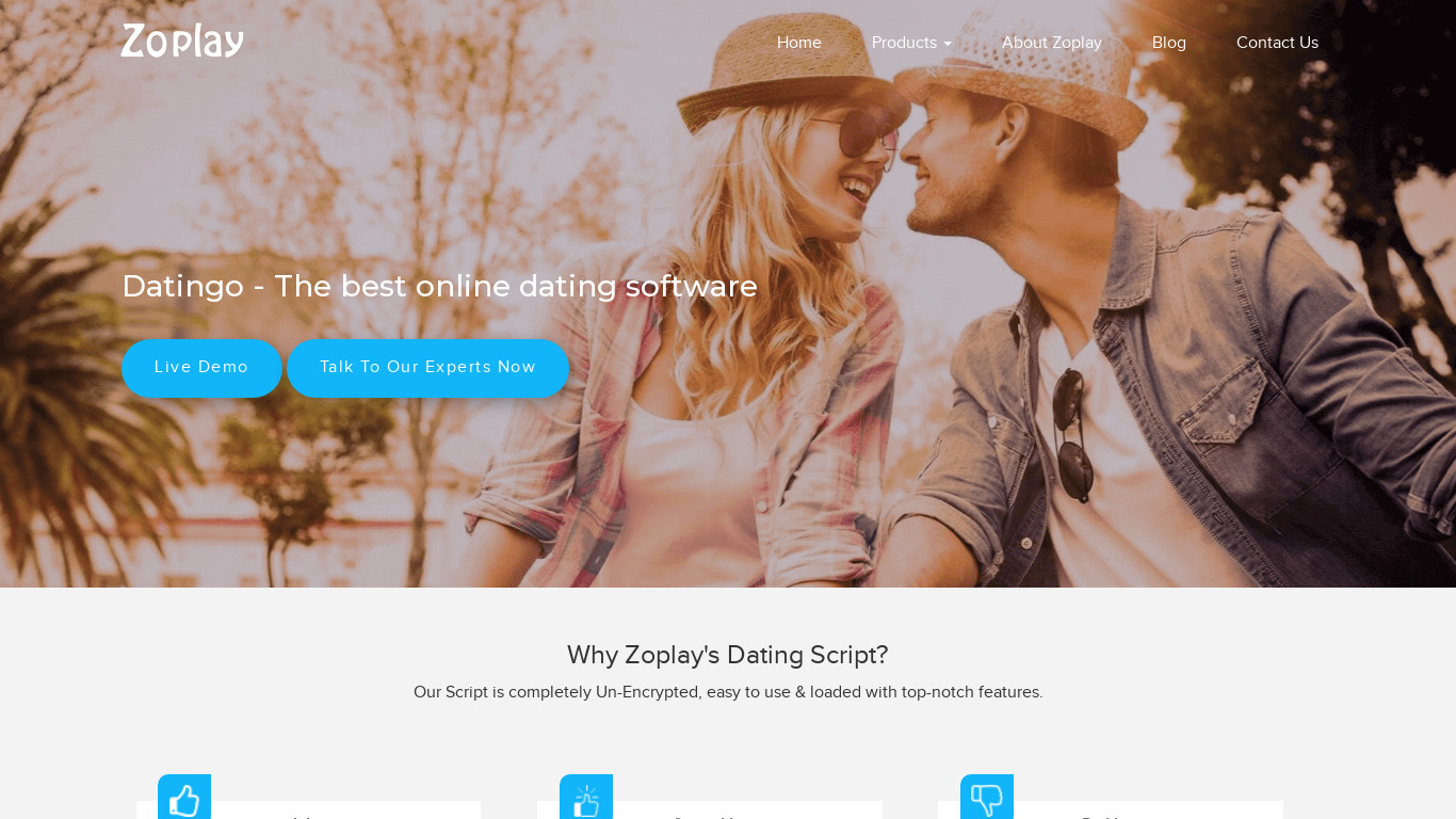 Zodate Landing page