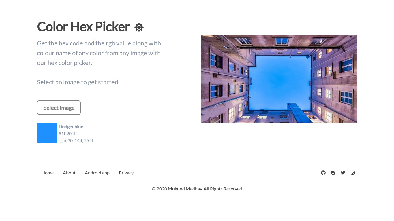 Color Hex Picker Landing page