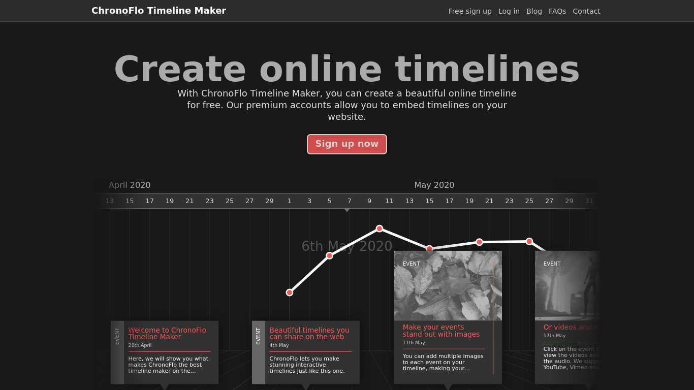ChronoFlo Timeline Maker Landing page