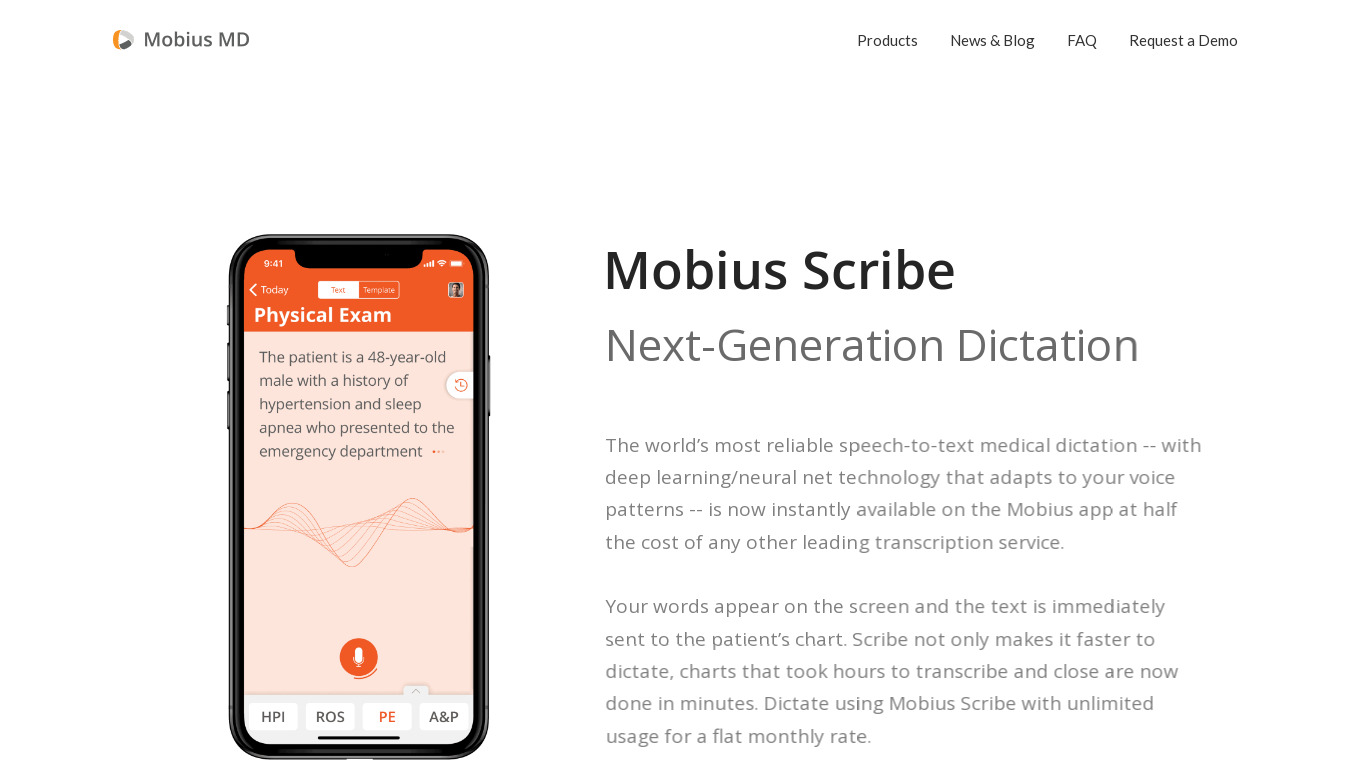 Mobius Scribe Landing page
