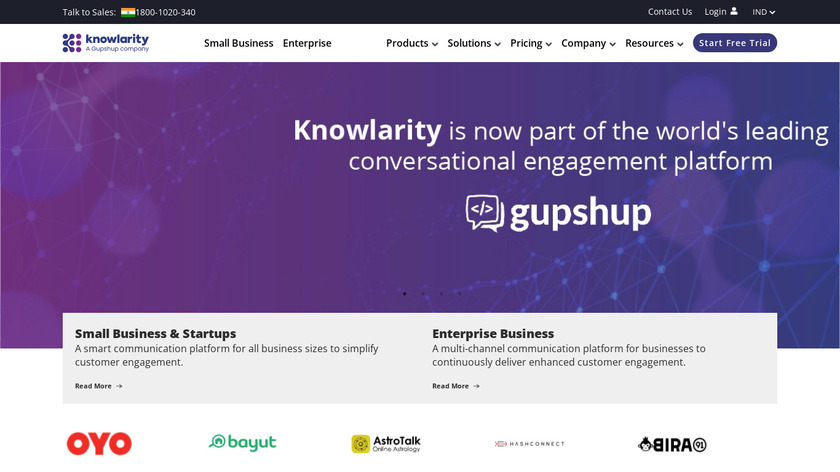 Knowlarity Landing Page