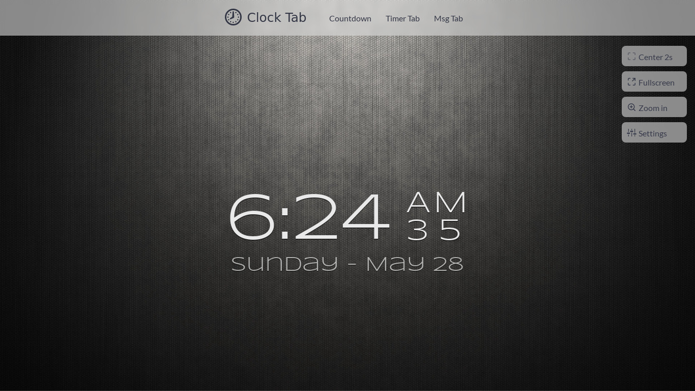 Clock Tab Landing page