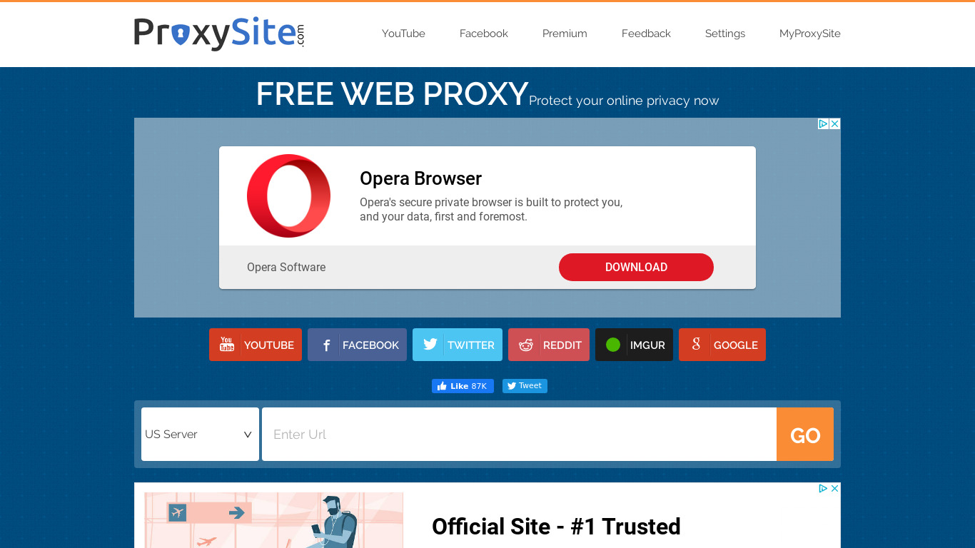 ProxySite Landing page