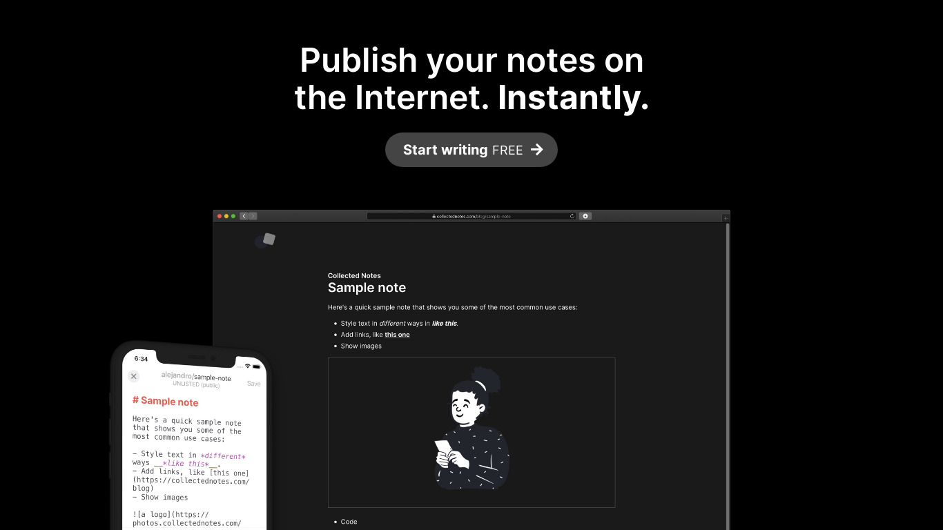 Collected Notes Landing page