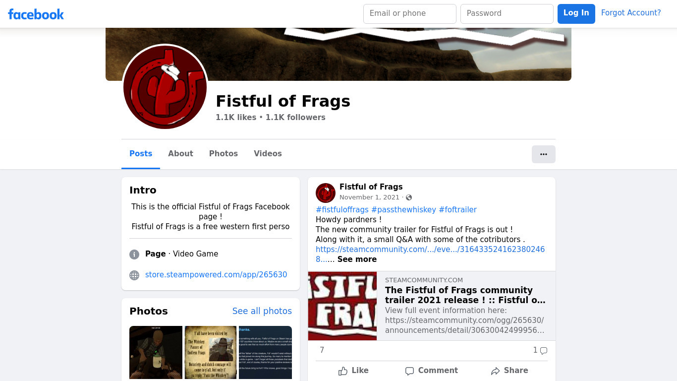 Fistful of Frags Landing page