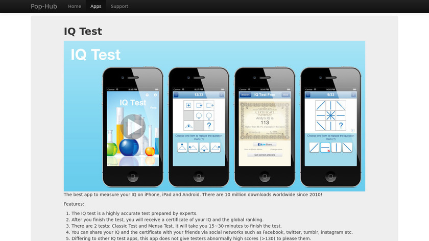 IQ TEST CLASSIC Landing Page