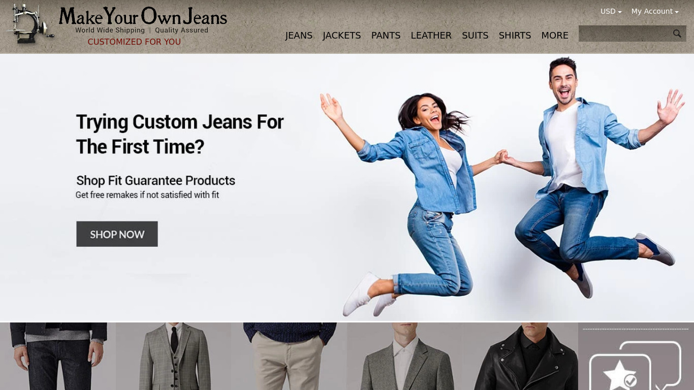 Make your own Jeans Landing page