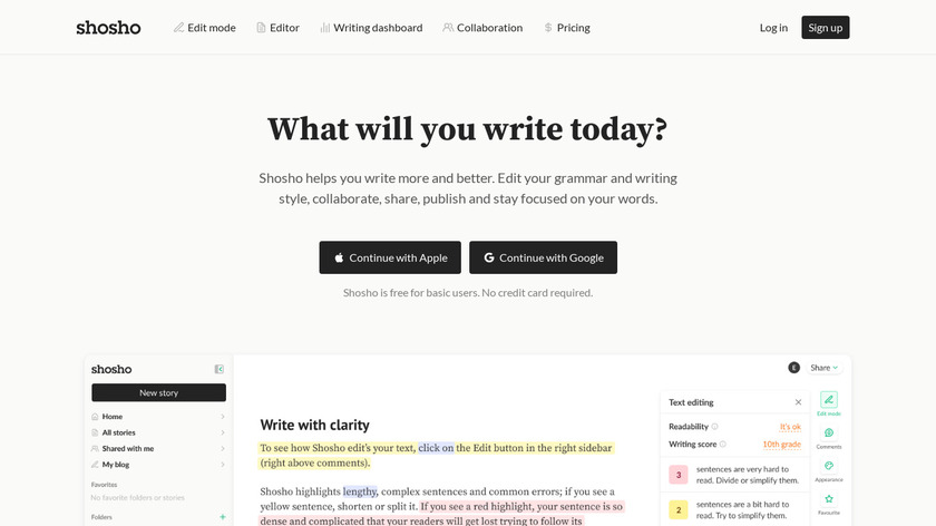 Shosho Landing Page