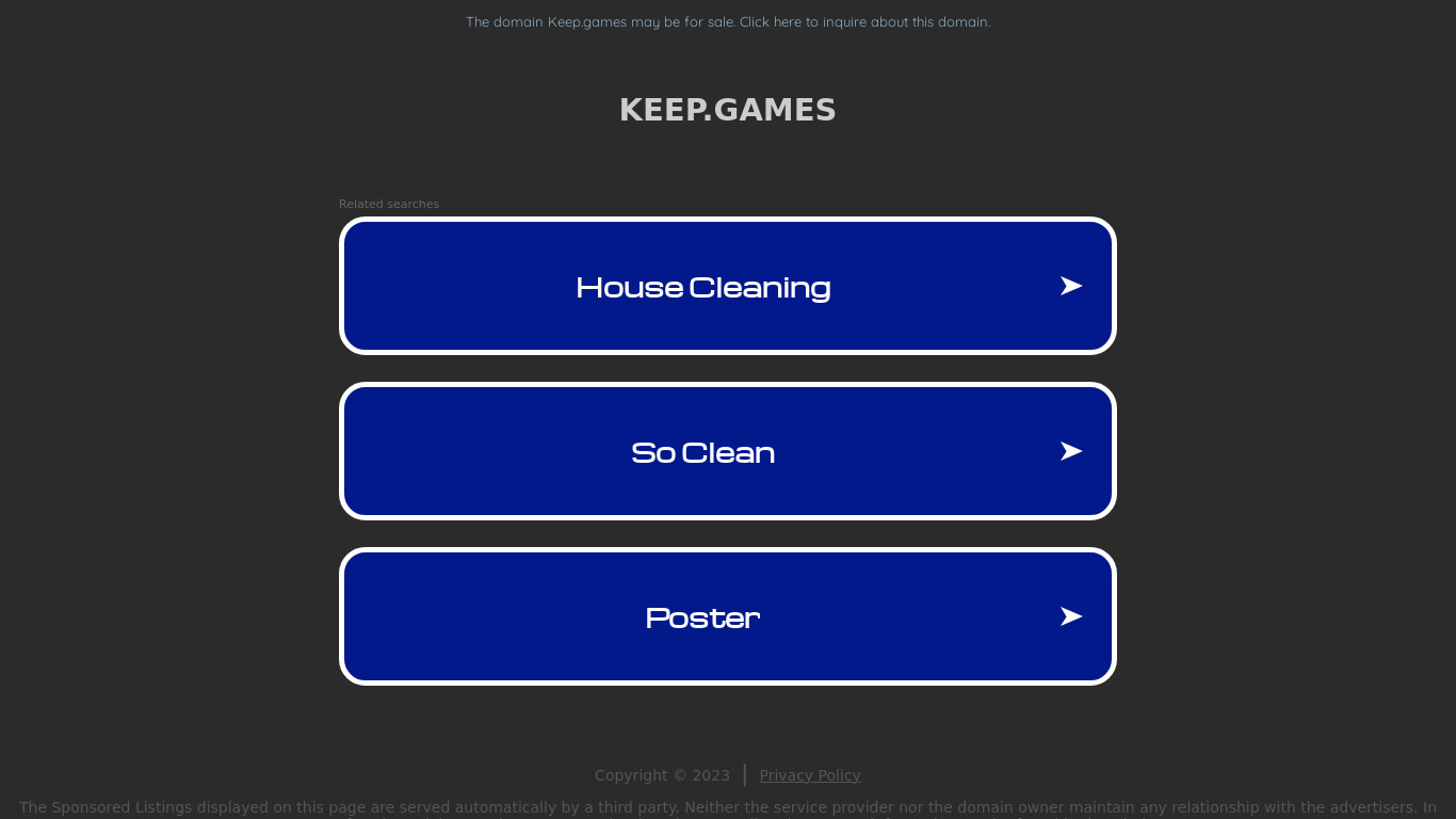 Keep.games.games Landing page