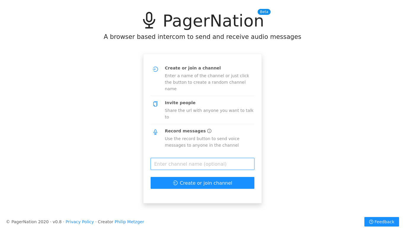 PagerNation Landing page