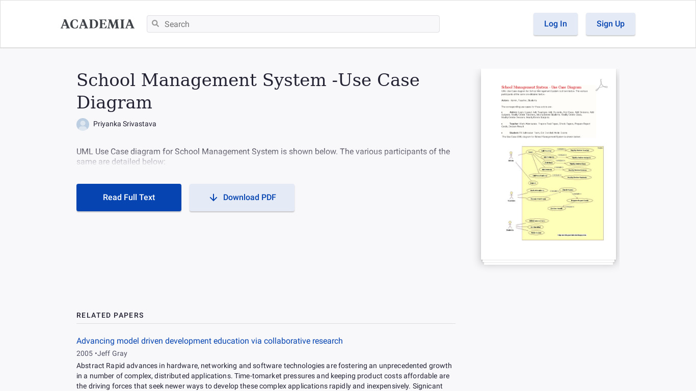 Academia School Management System Landing page