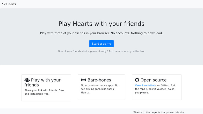 Play Hearts Landing Page