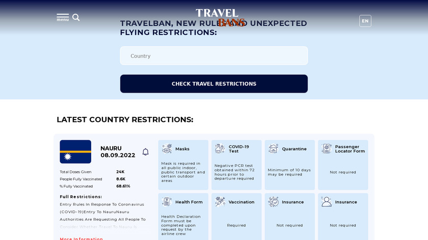 Travelbans Landing Page