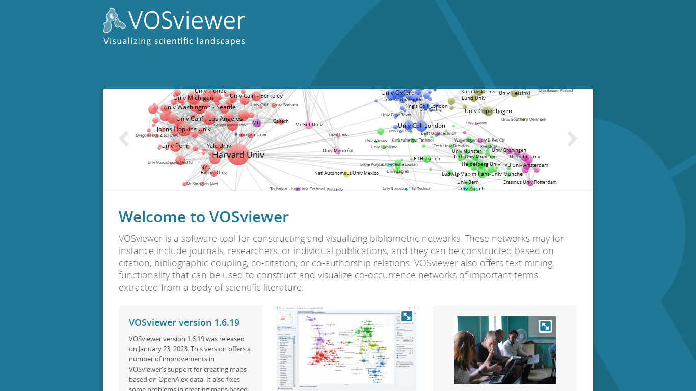 VOSviewer Landing page