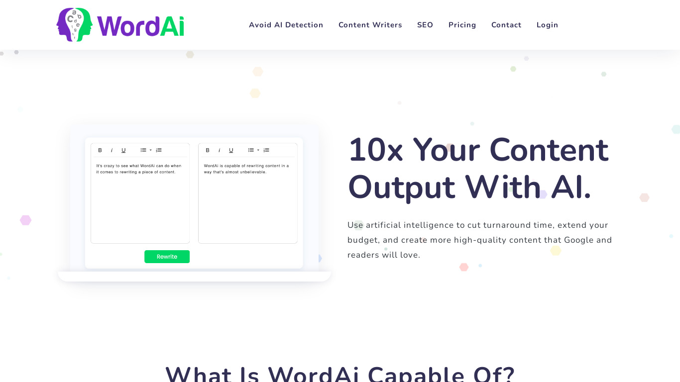 WordAi Landing page