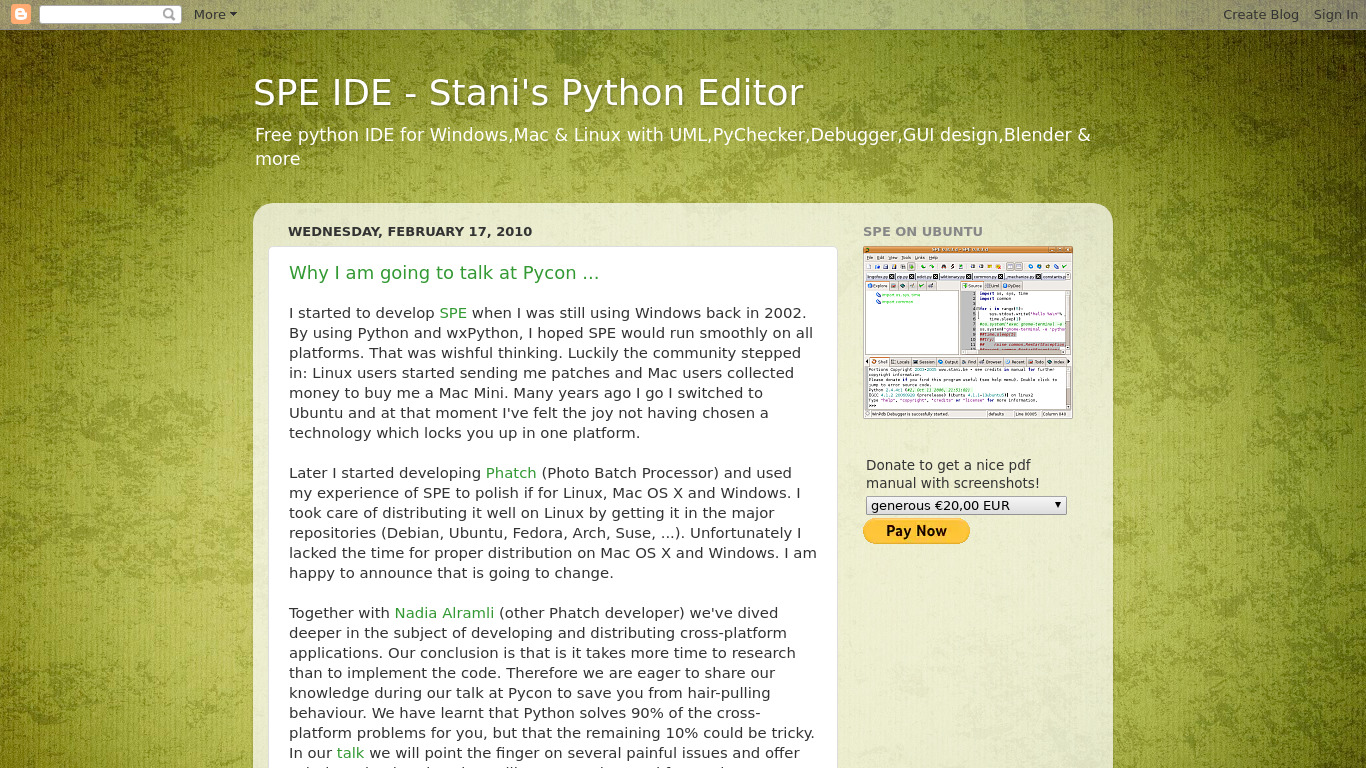 Stani's Python Editor Landing page