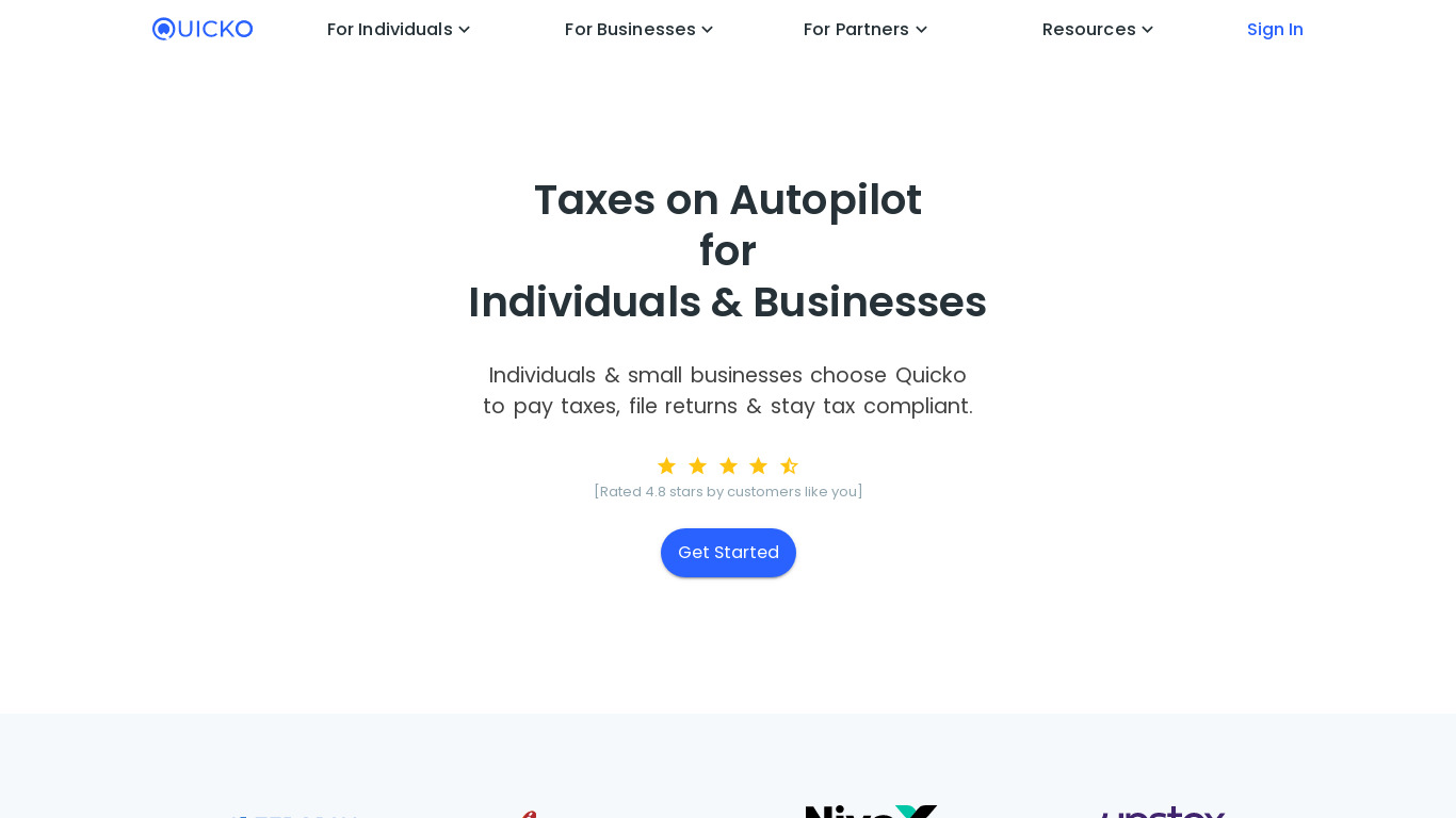 Quicko Landing page