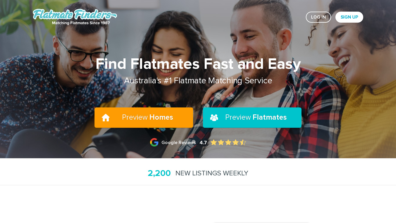 Flatmate Finders Landing page