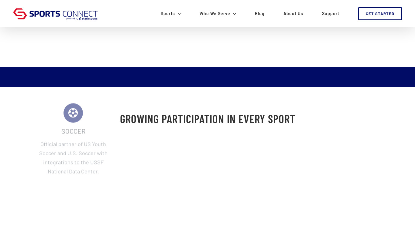 Sports Connect Landing page