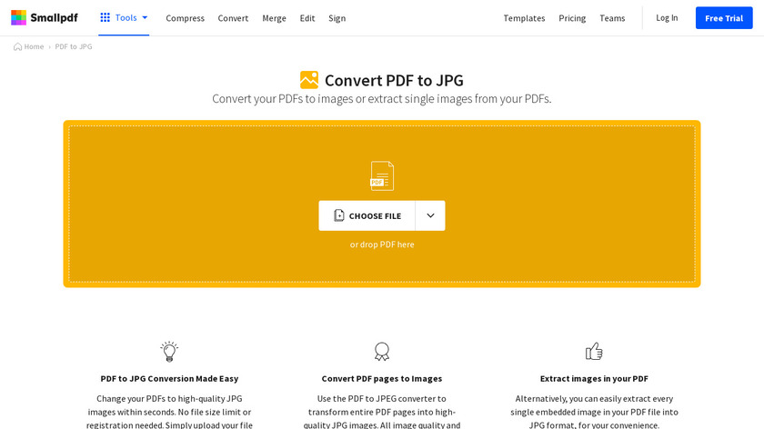 PDF to JPG (by SmallPDF) Landing Page