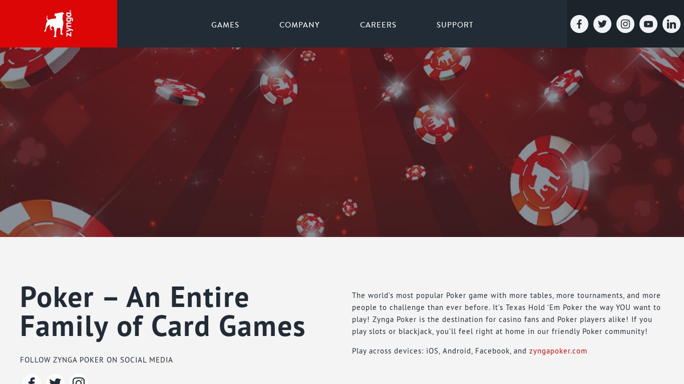 Zynga Poker Landing page
