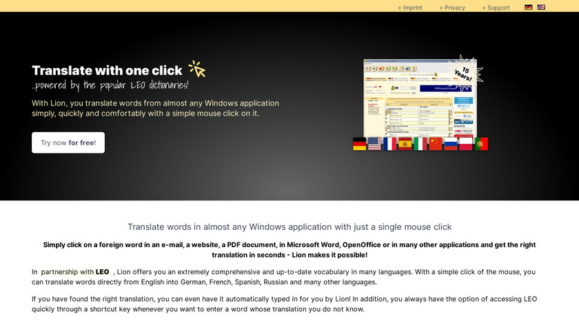 Lion (LEO dictionary) Landing Page