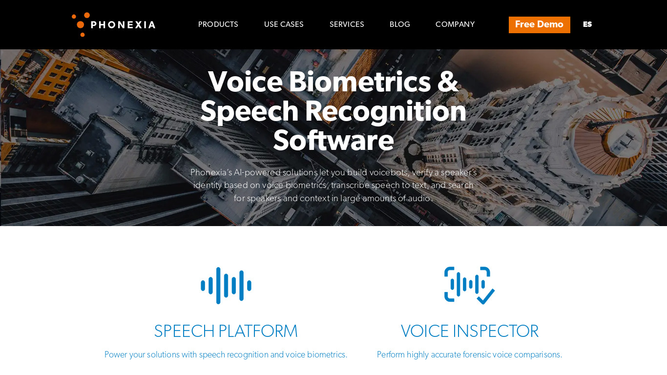 Phonexia Voicebot Suite Landing page